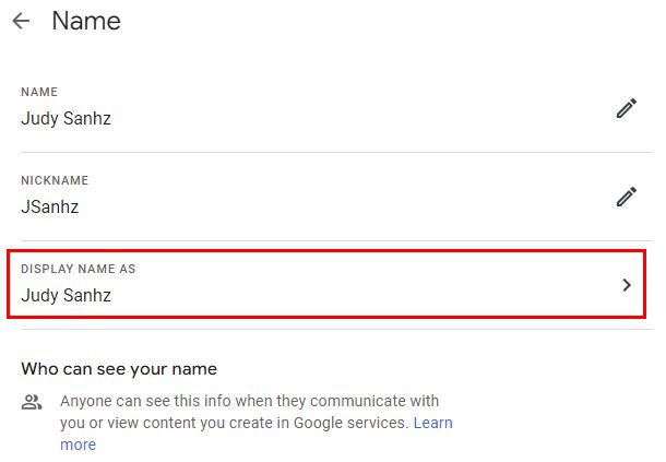 Mostrar nombre como Google