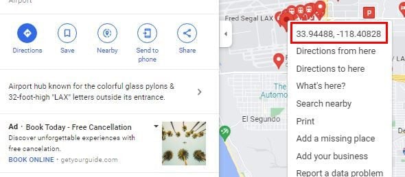 LAX Coordenadas Google Maps